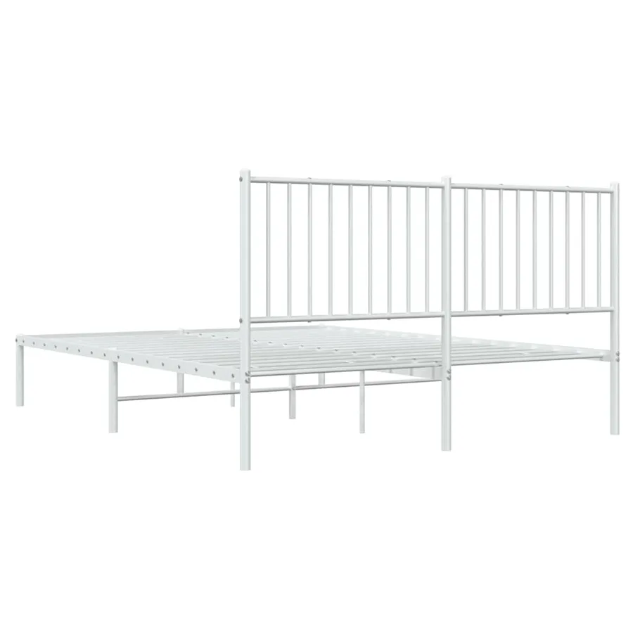 Cadre de lit métal sans matelas et tête de lit blanc 160x200 cm - 7