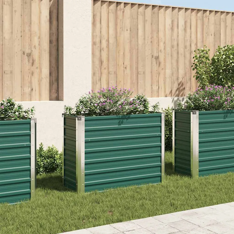 Lit surélevé de jardin Acier galvanisé 100x40x77 cm Vert