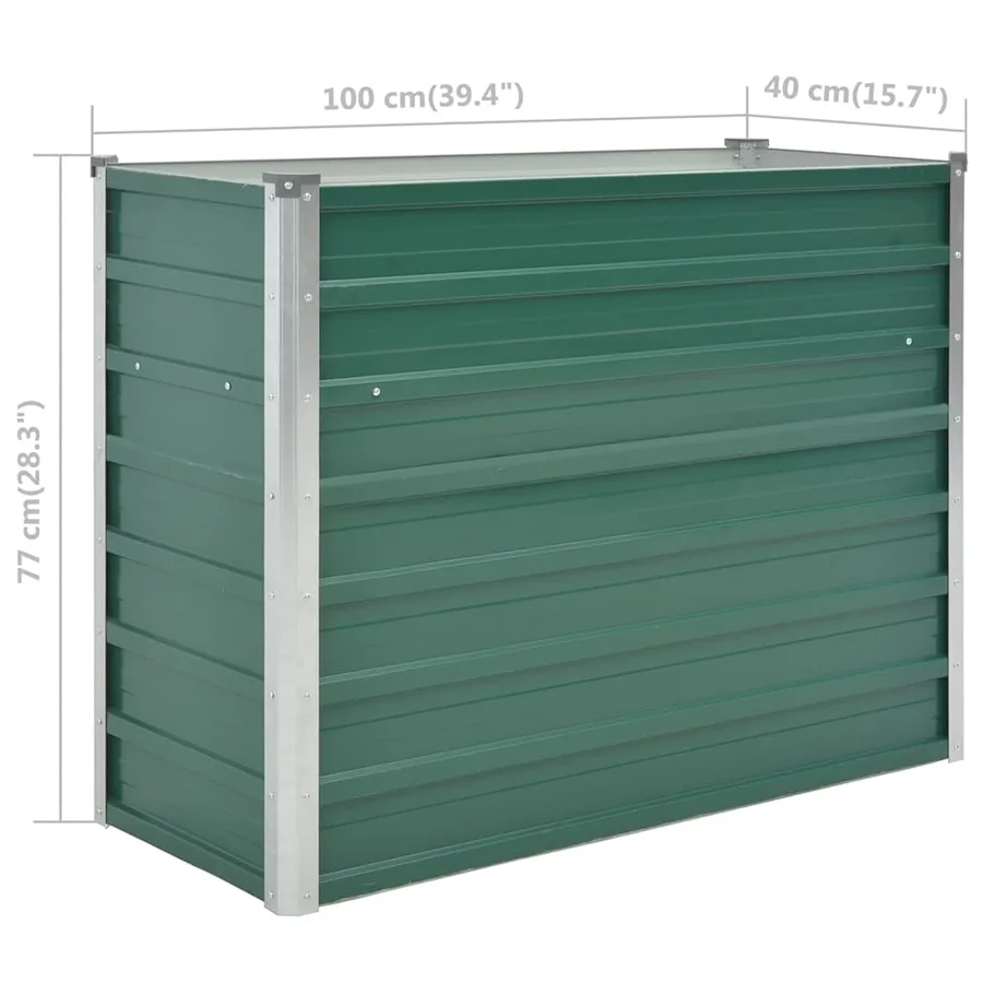 Lit surélevé de jardin Acier galvanisé 100x40x77 cm Vert - 8