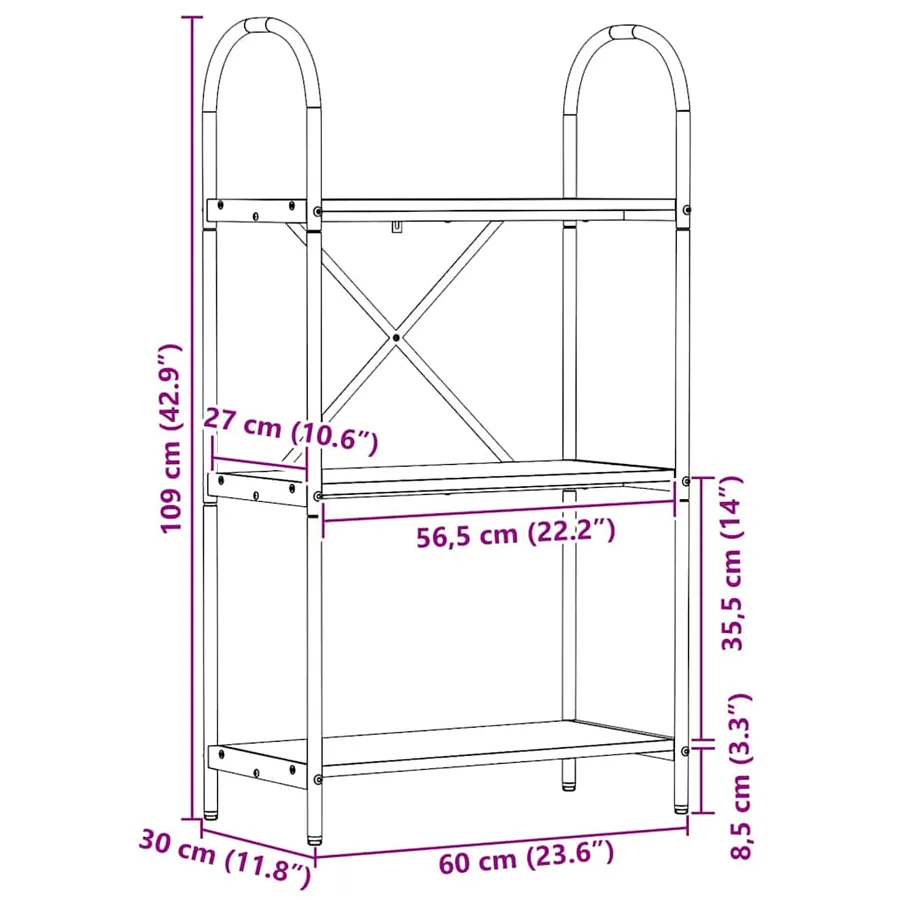Étagère Chêne Sonoma 60 x 30 x 109 cm Bois d'ingénierie - 12
