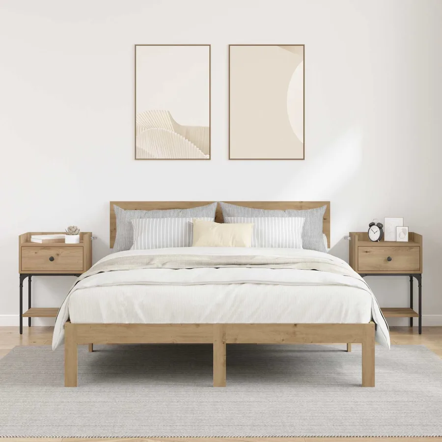Table de chevet 2 pc Chêne artisanal 40 x 29 x 60 cm - 4