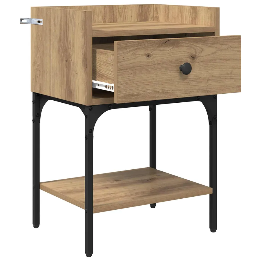 Table de chevet 2 pc Chêne artisanal 40 x 29 x 60 cm - 5