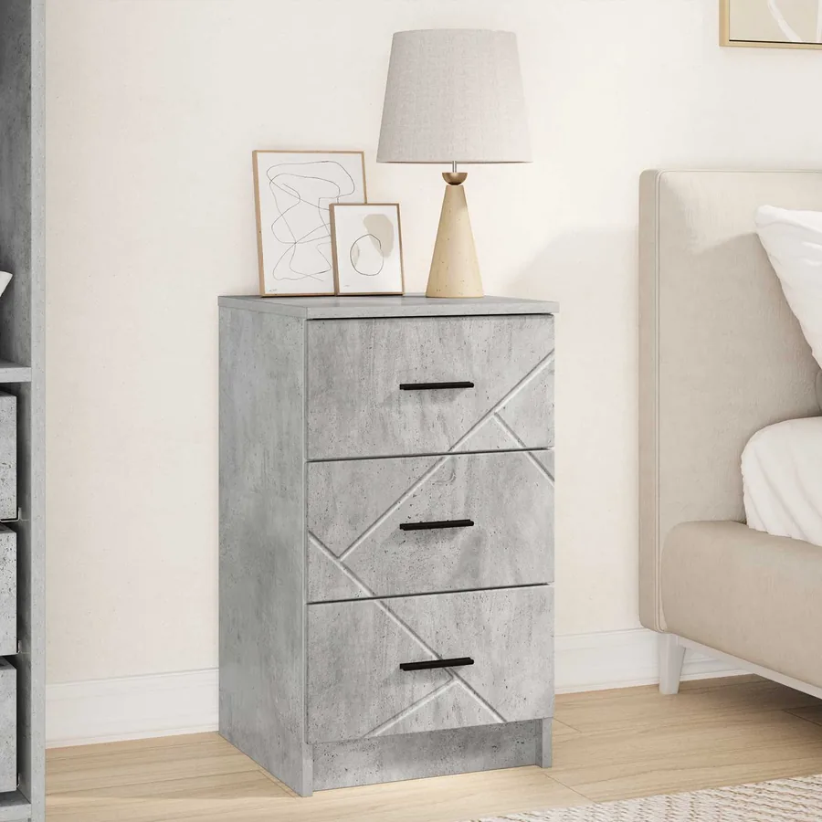Cabinet de chevet Gris béton 38 x 38 x 66 cm Bois d'ingénierie