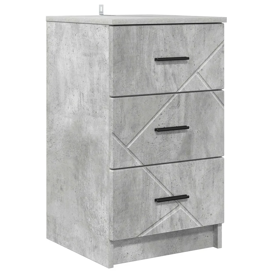 Cabinet de chevet Gris béton 38 x 38 x 66 cm Bois d'ingénierie - 2