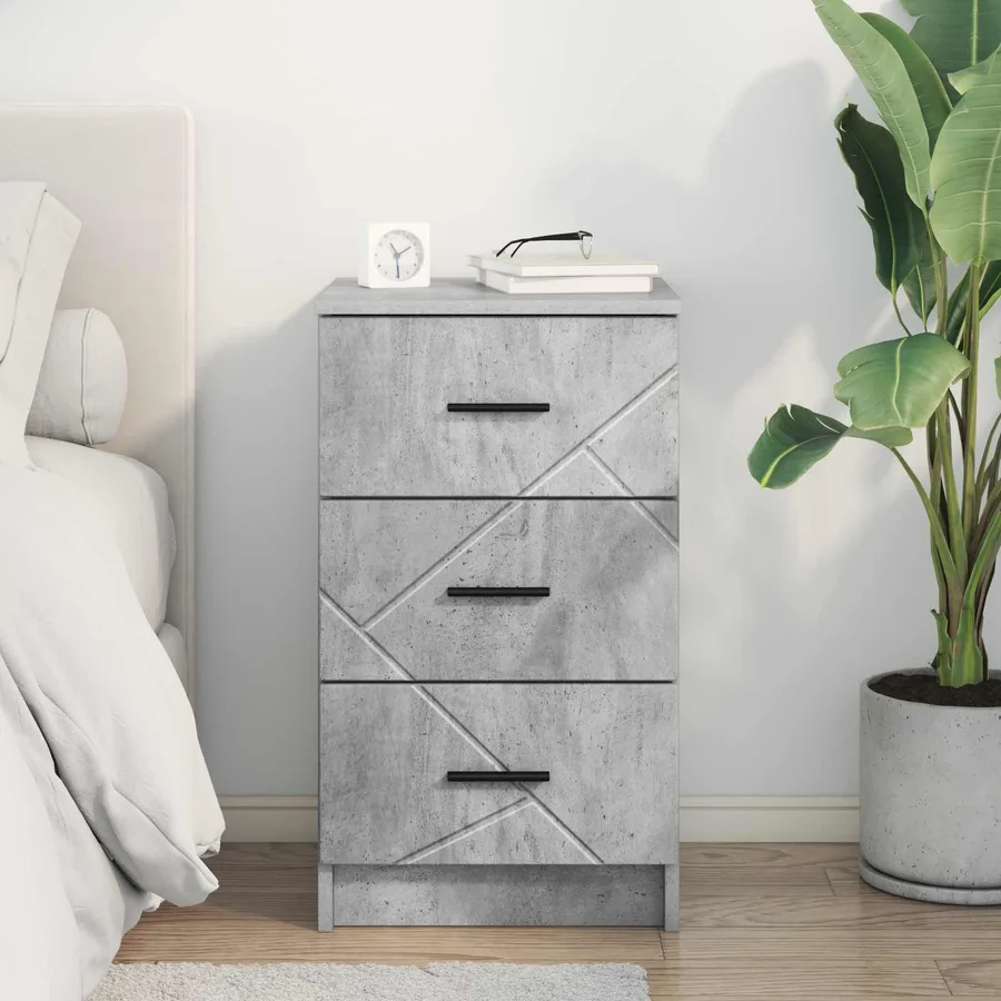 Cabinet de chevet Gris béton 38 x 38 x 66 cm Bois d'ingénierie - 4