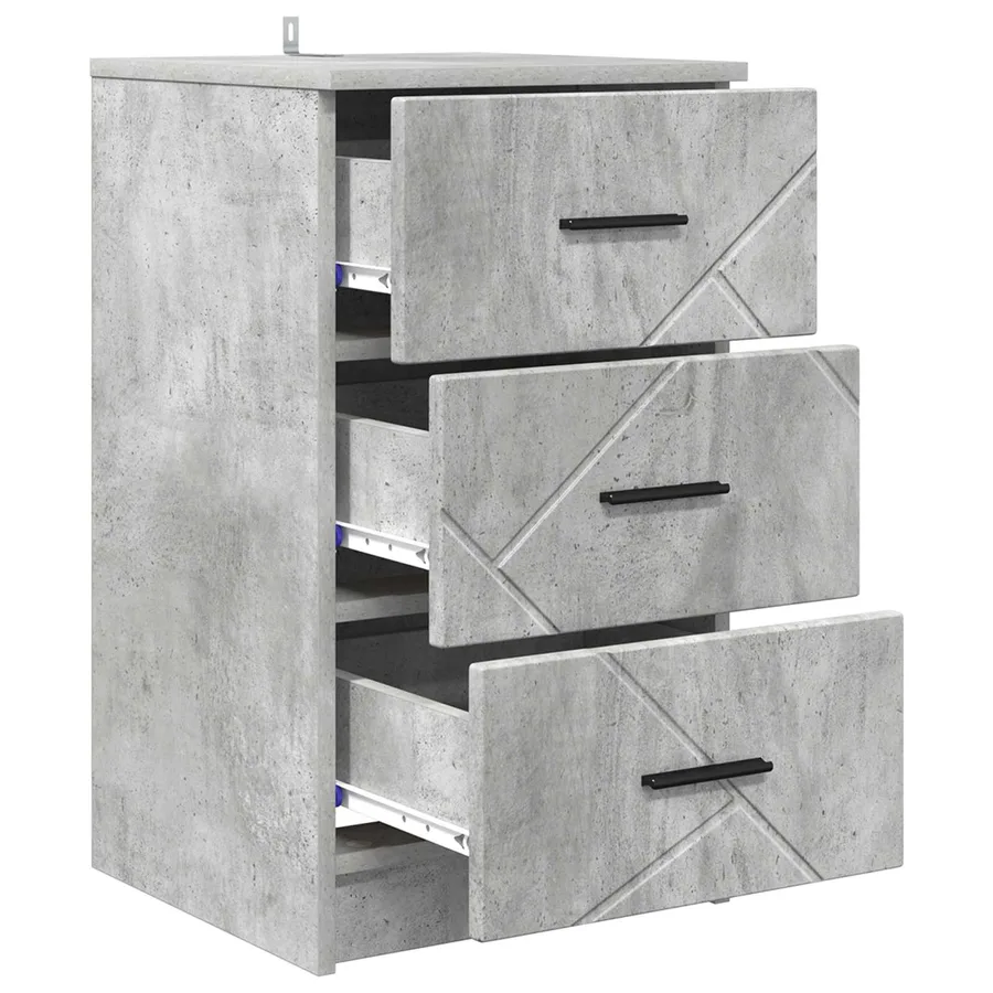 Cabinet de chevet Gris béton 38 x 38 x 66 cm Bois d'ingénierie - 5