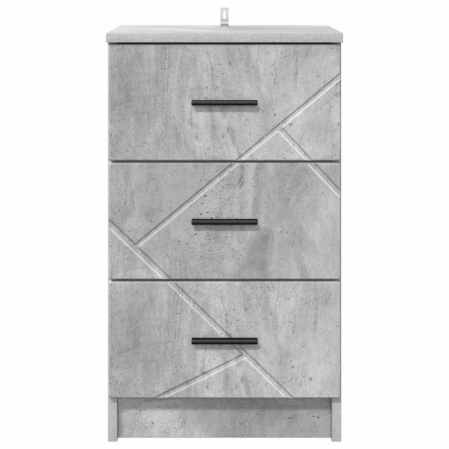Cabinet de chevet Gris béton 38 x 38 x 66 cm Bois d'ingénierie - 6