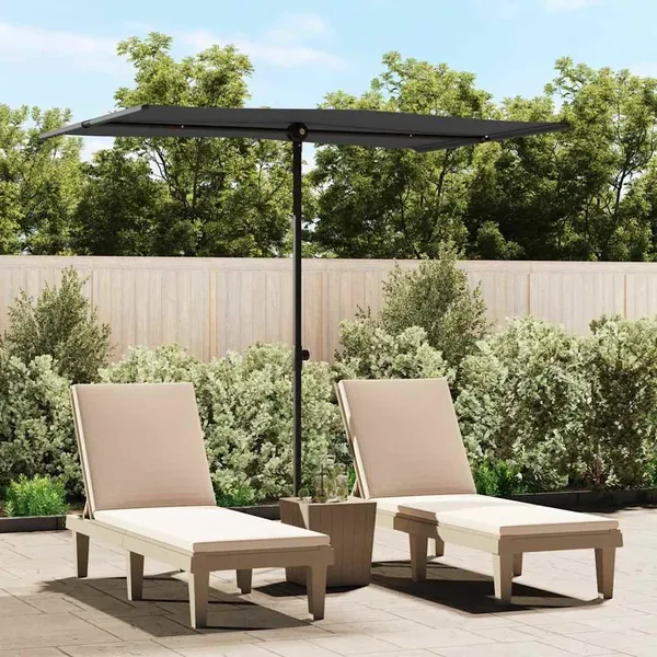 Parasol de jardin avec mât en aluminium 2x1,5 m Noir