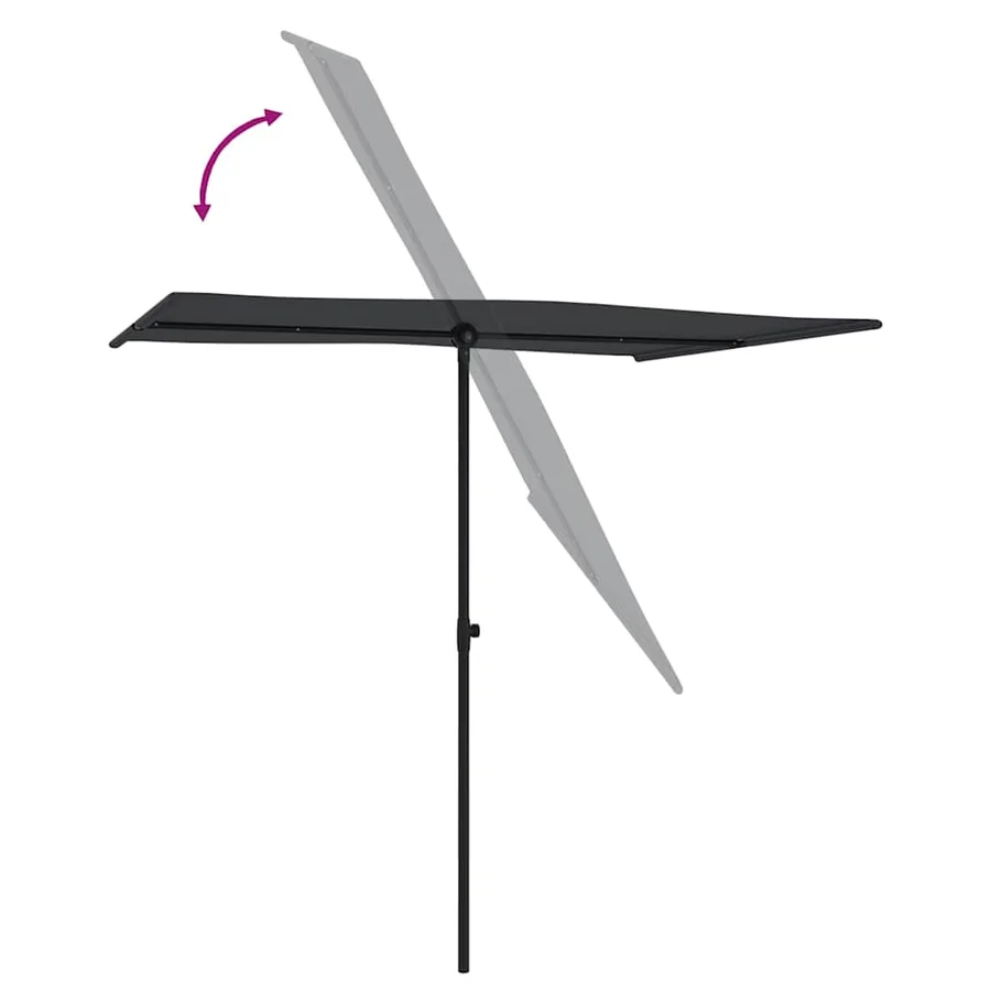Parasol de jardin avec mât en aluminium 2x1,5 m Noir - 6