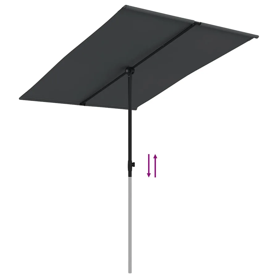 Parasol de jardin avec mât en aluminium 2x1,5 m Noir - 7