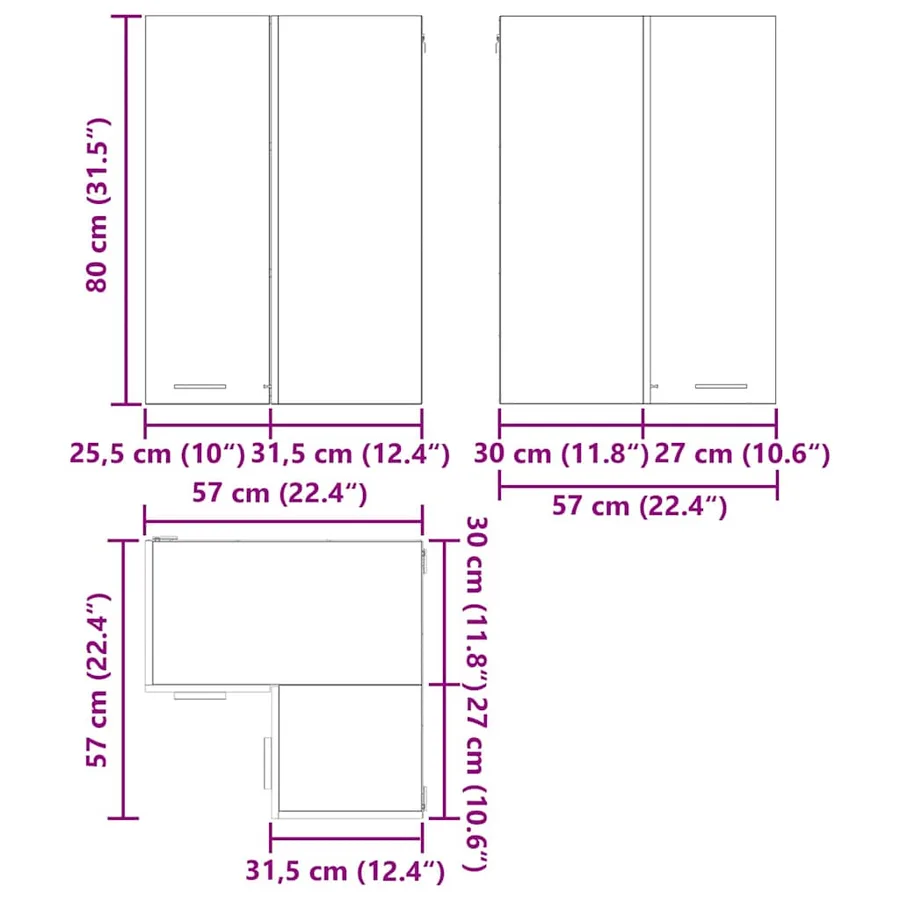 Armoire suspendue Chêne Artisan et Blanc 57 x 57 x 80 cm - 12