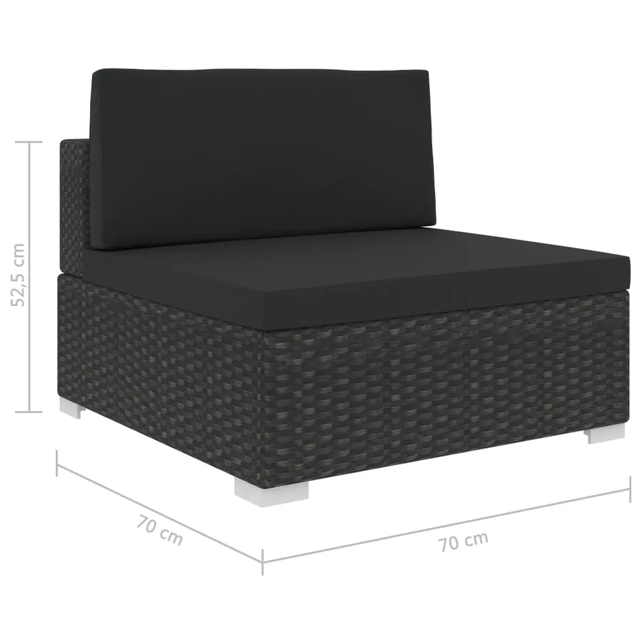 Salon de jardin 6 pcs avec coussins résine tressée noir - 10