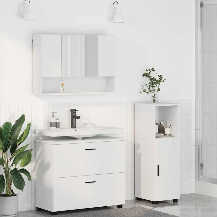 Ensemble de mobilier de salle de bain avec tiroir 3 pcs Blanc