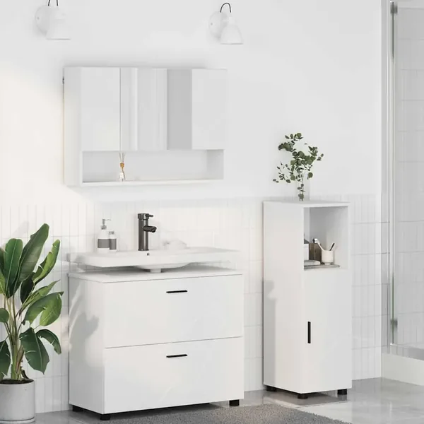 Ensemble de mobilier de salle de bain avec tiroir 3 pcs Blanc