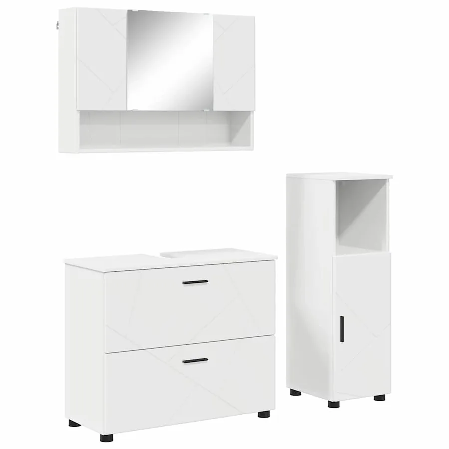 Ensemble de mobilier de salle de bain avec tiroir 3 pcs Blanc - 2