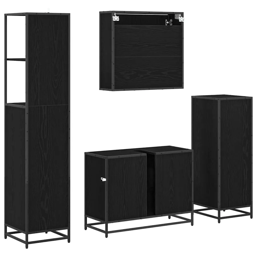 Ensemble de mobilier de salle de bain 4 pcs Chêne noir - 10