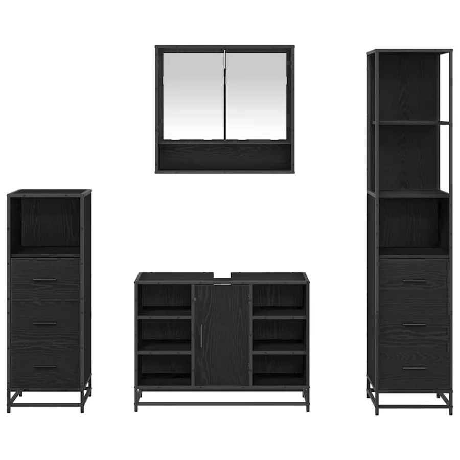 Ensemble de mobilier de salle de bain 4 pcs Chêne noir - 9