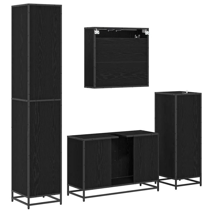 Ensemble de mobilier de salle de bain 4 pcs Chêne noir - 10