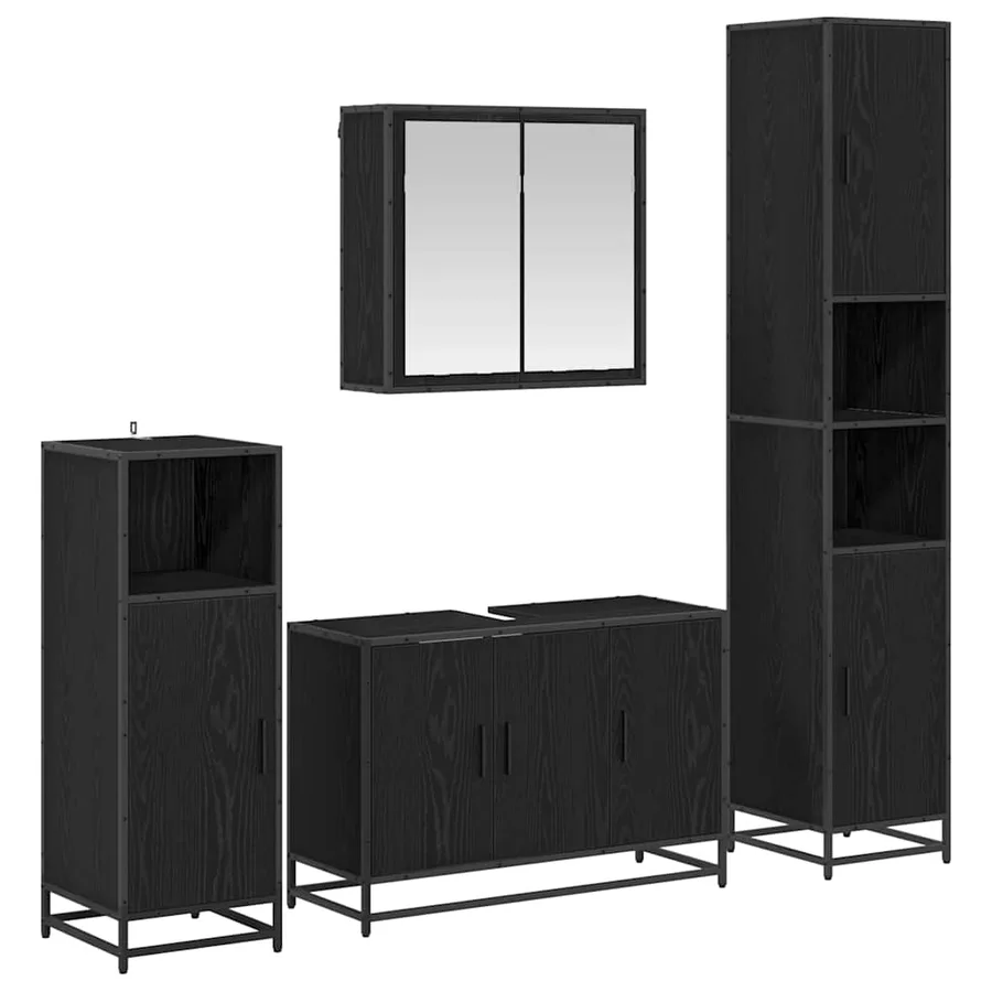 Ensemble de mobilier de salle de bain 4 pcs Chêne noir - 2