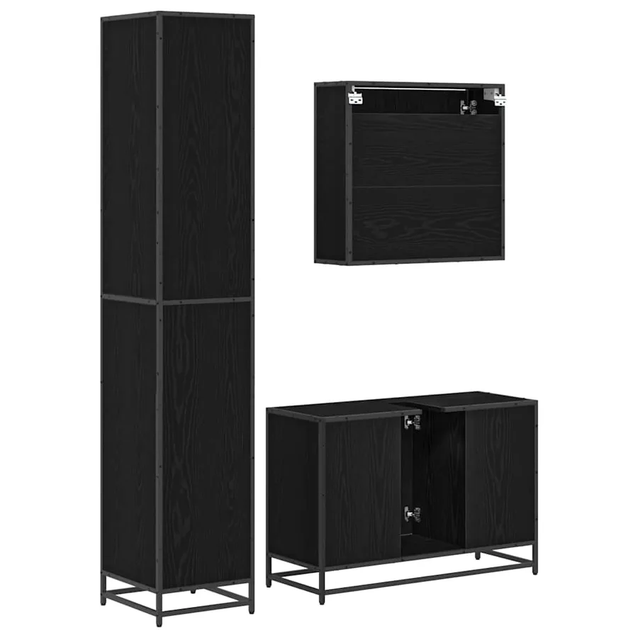 Ensemble de mobilier de salle de bain 3 pcs Chêne noir - 9