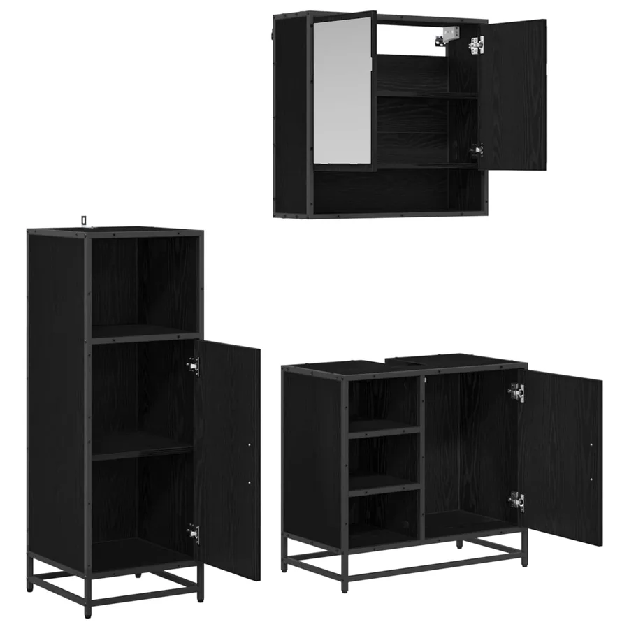 Ensemble de mobilier de salle de bain 3 pcs Chêne noir - 5