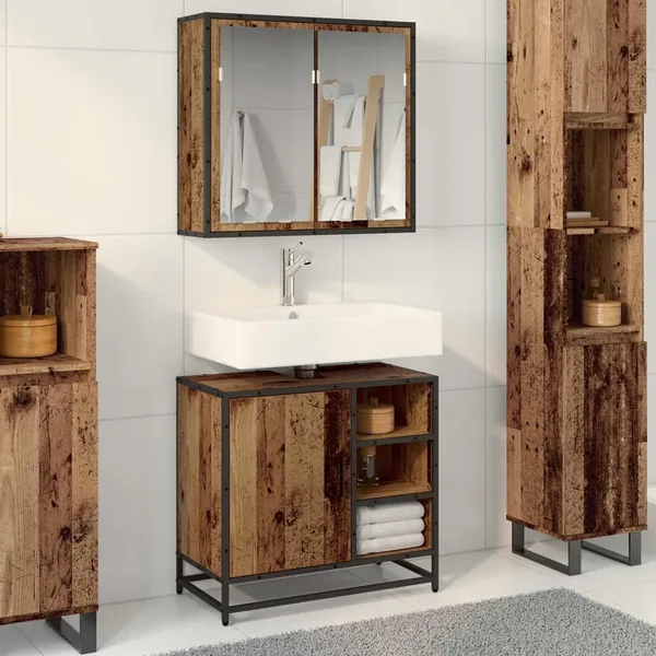 Ensemble de mobilier de salle de bain 2 pcs Bois Ancien