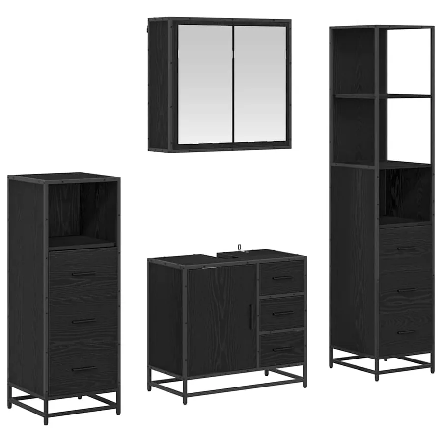 Ensemble de mobilier de salle de bain 4 pcs Chêne noir - 2