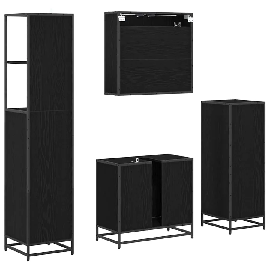 Ensemble de mobilier de salle de bain 4 pcs Chêne noir - 8