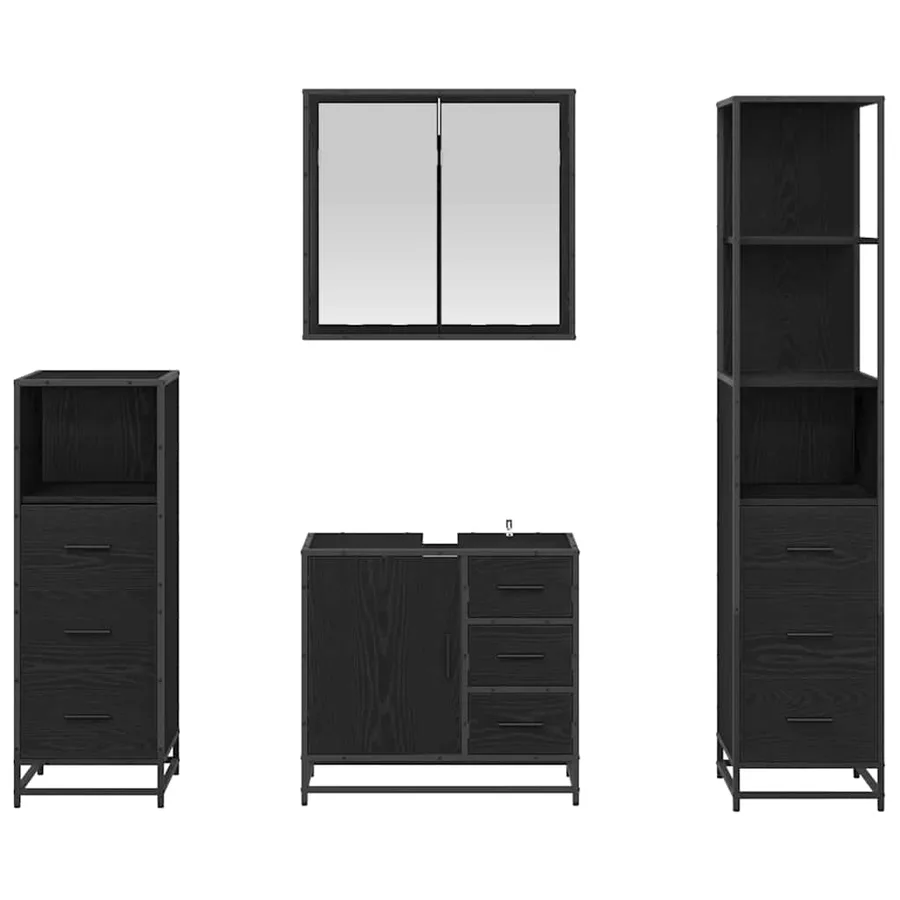 Ensemble de mobilier de salle de bain 4 pcs Chêne noir - 9