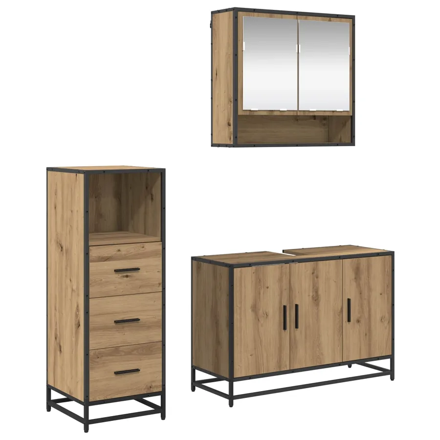 Ensemble de mobilier de salle de bain 3 pc Chêne artisanal - 2
