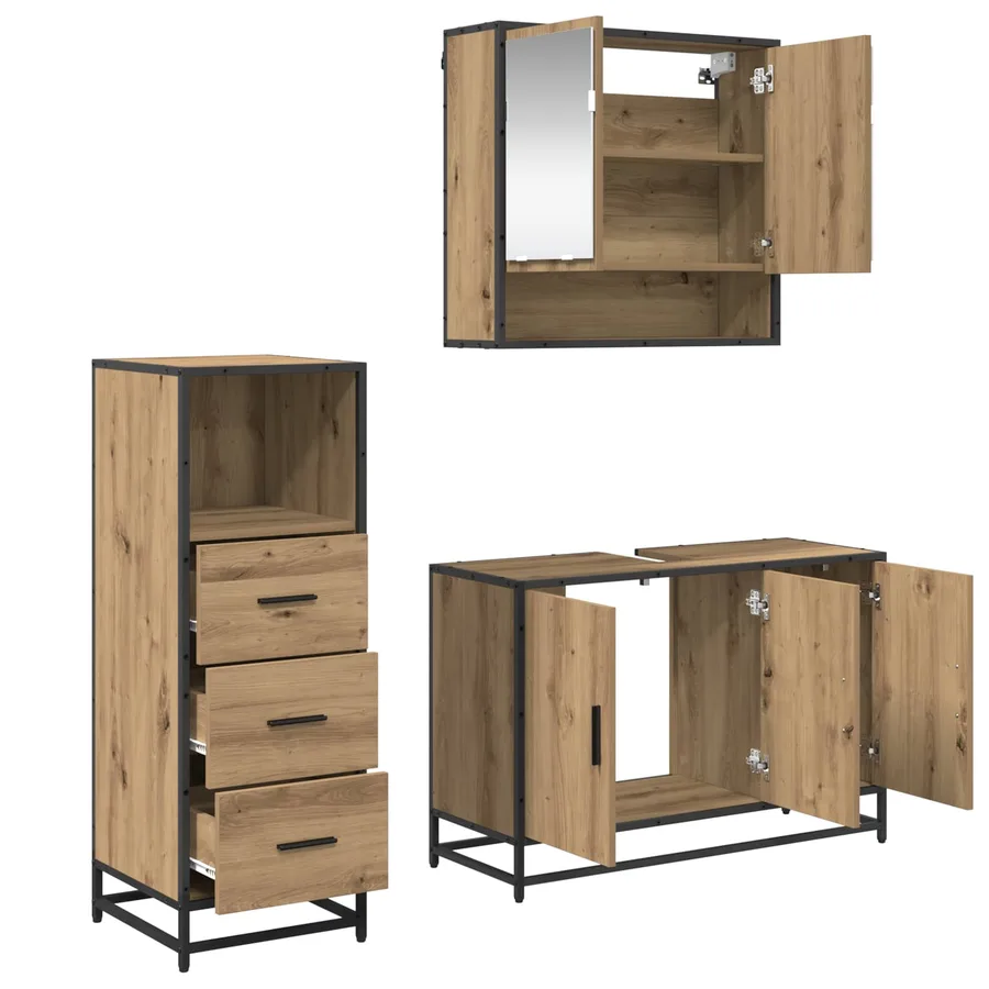 Ensemble de mobilier de salle de bain 3 pc Chêne artisanal - 5