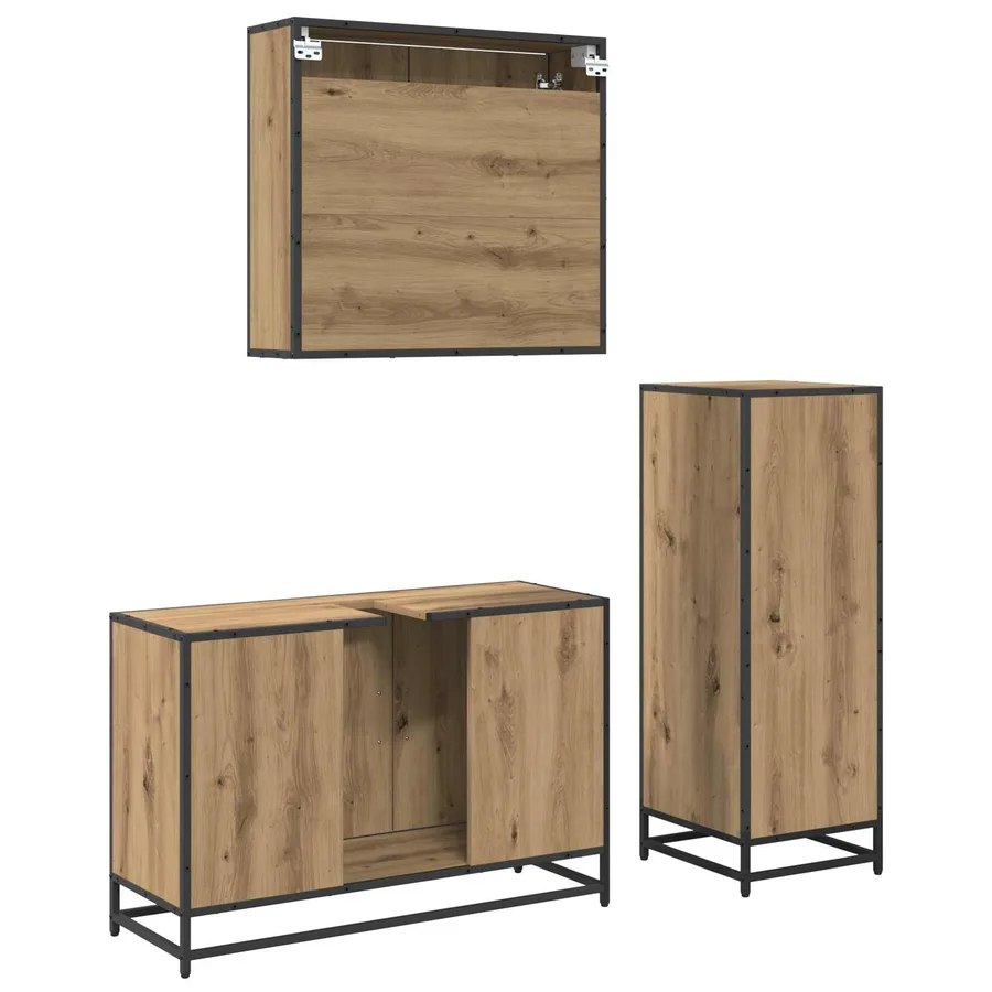 Ensemble de mobilier de salle de bain 3 pc Chêne artisanal - 8