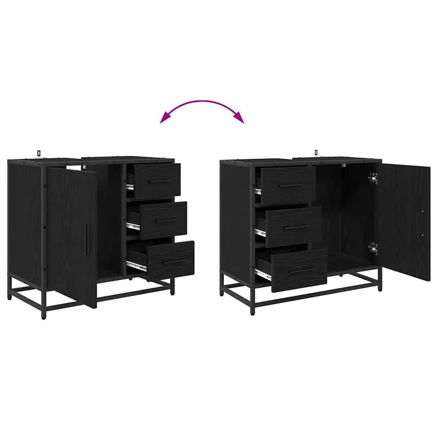 Ensemble de mobilier de salle de bain 4 pcs Chêne noir - 15