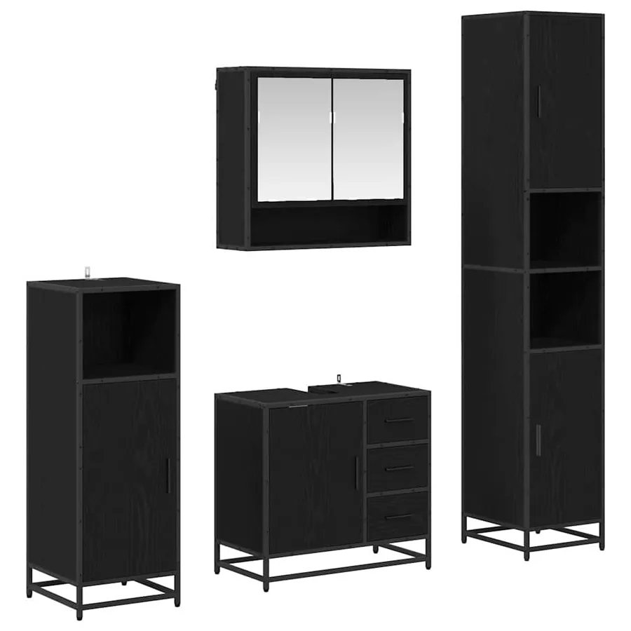 Ensemble de mobilier de salle de bain 4 pcs Chêne noir - 2
