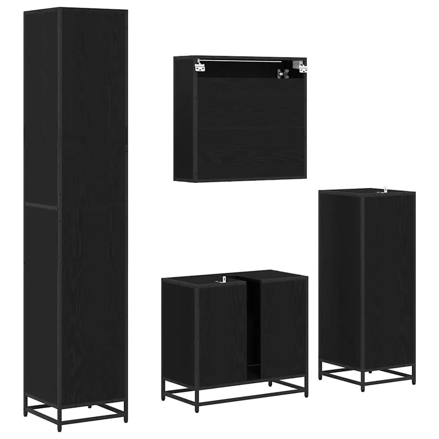 Ensemble de mobilier de salle de bain 4 pcs Chêne noir - 8