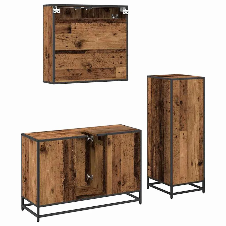 Ensemble de mobilier de salle de bain 3 pcs Bois Ancien - 6