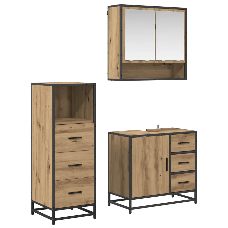 Ensemble de mobilier de salle de bain 3 pc Chêne artisanal - 2