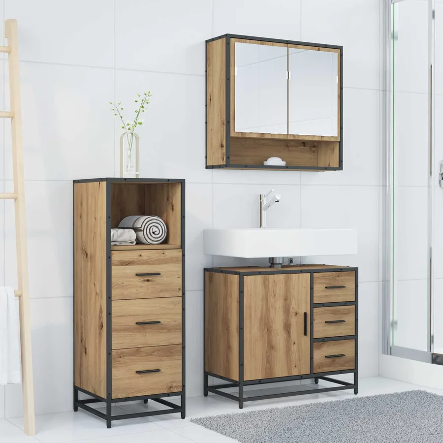Ensemble de mobilier de salle de bain 3 pc Chêne artisanal - 4