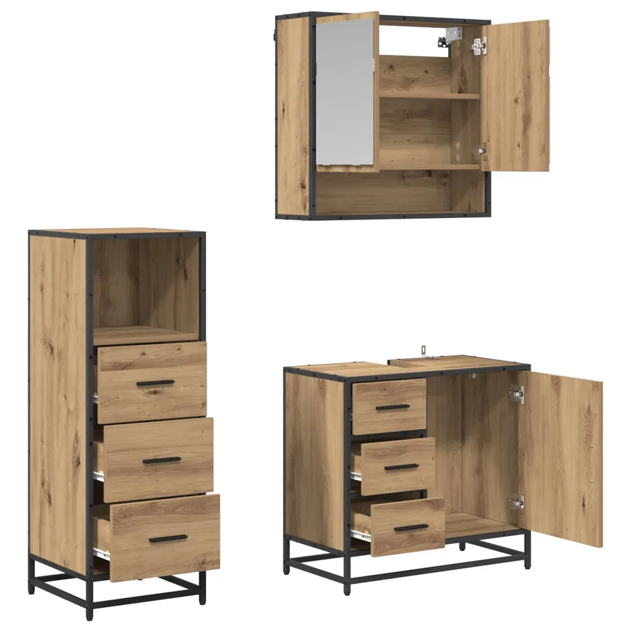 Ensemble de mobilier de salle de bain 3 pc Chêne artisanal - 5
