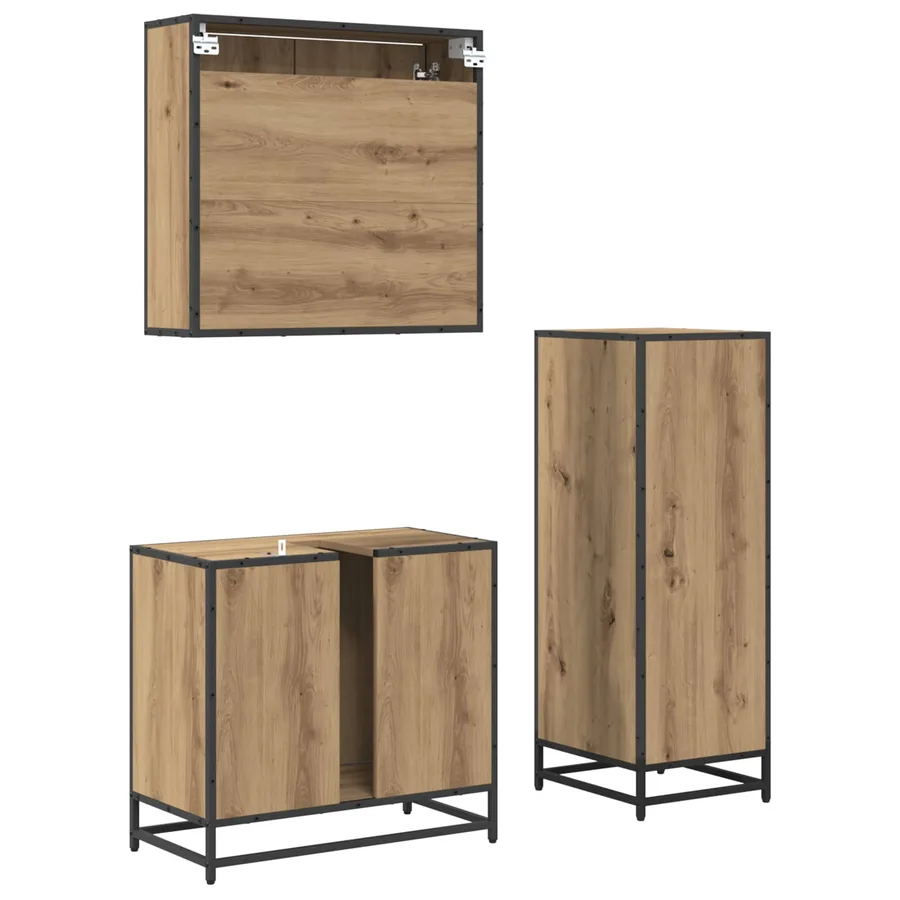 Ensemble de mobilier de salle de bain 3 pc Chêne artisanal - 8
