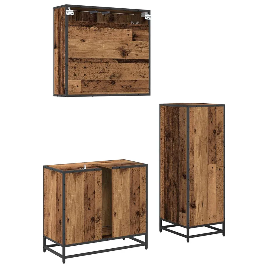 Ensemble de mobilier de salle de bain 3 pcs Bois Ancien - 8