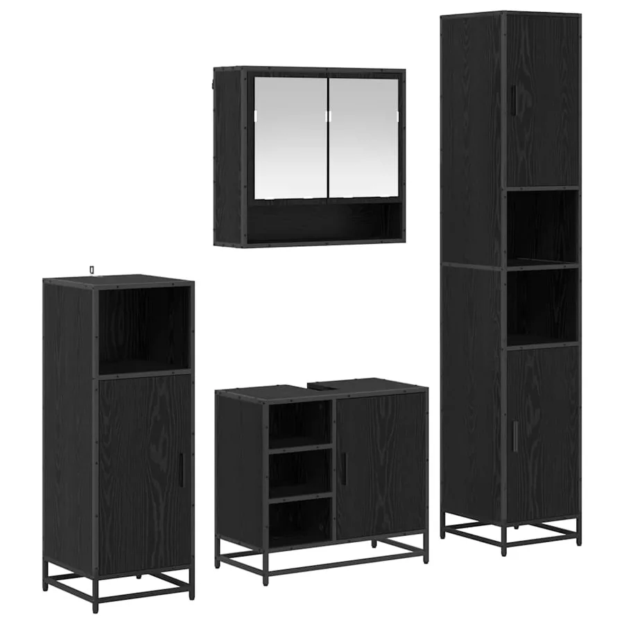 Ensemble de mobilier de salle de bain 4 pcs Chêne noir - 2