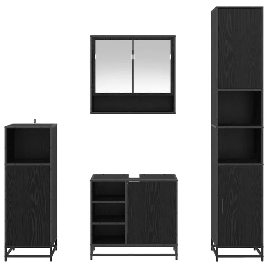 Ensemble de mobilier de salle de bain 4 pcs Chêne noir - 9