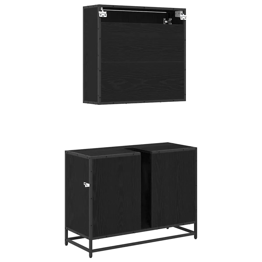 Ensemble de mobilier de salle de bain 2 pcs Chêne noir - 9