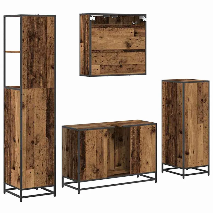 Ensemble de mobilier de salle de bain 4 pcs Bois Ancien - 10