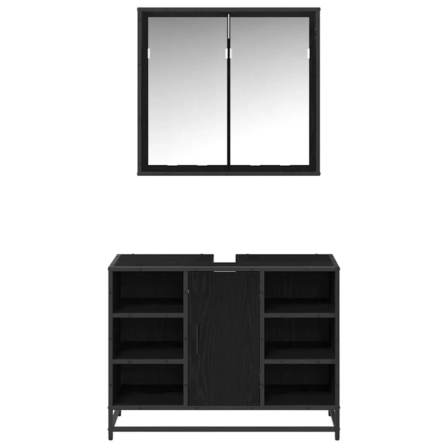 Ensemble de mobilier de salle de bain 2 pcs Chêne noir - 7