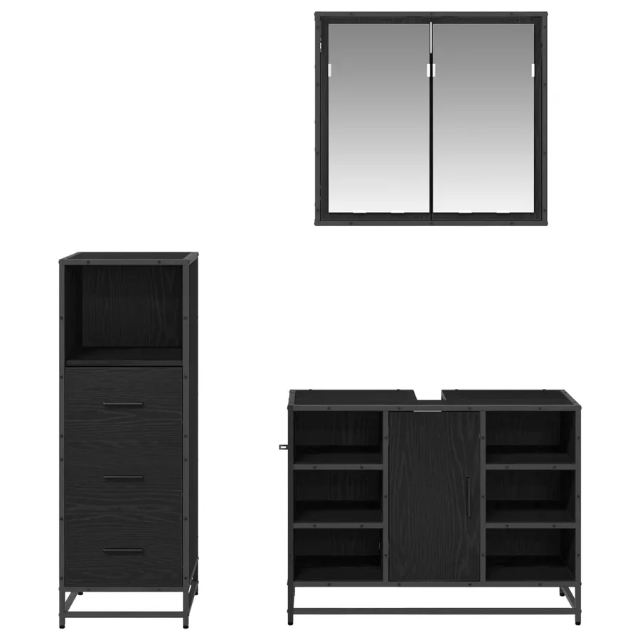 Ensemble de mobilier de salle de bain 3 pcs Chêne noir - 9