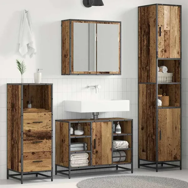Ensemble de mobilier de salle de bain 3 pcs Bois Ancien