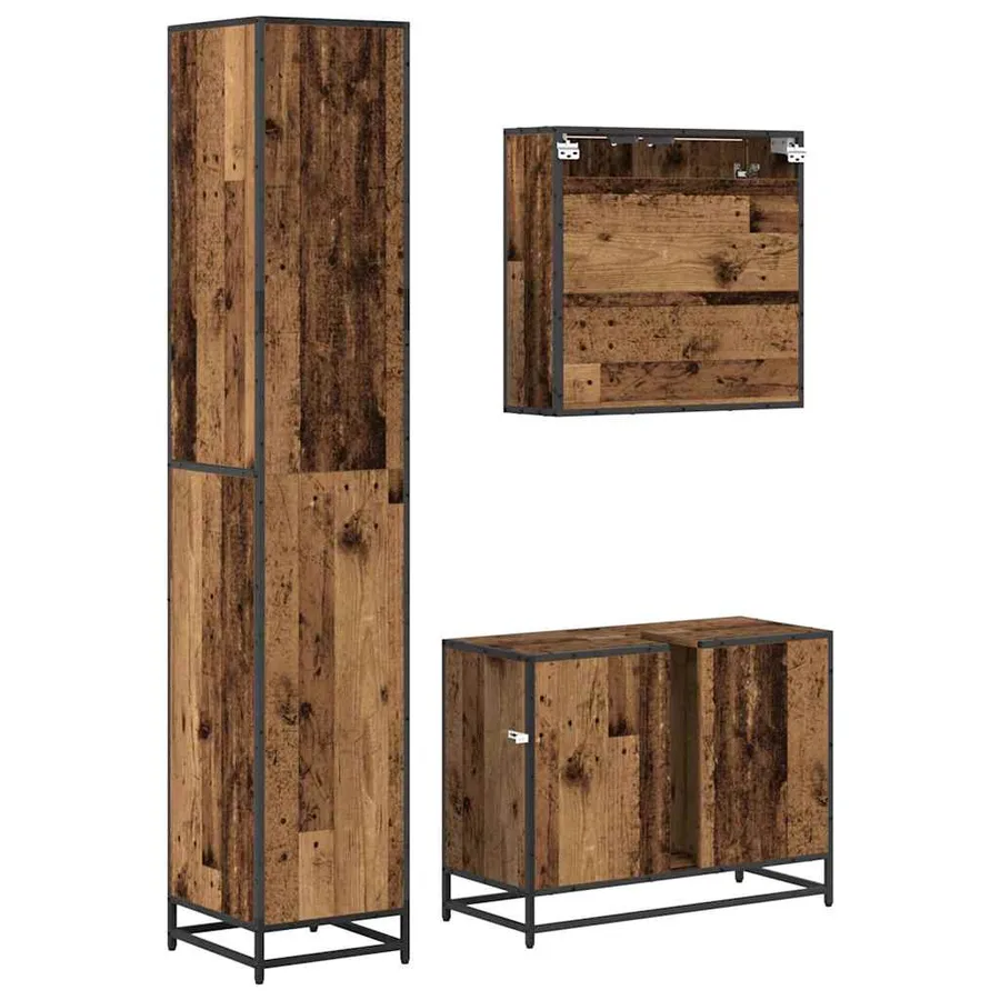 Ensemble de mobilier de salle de bain 3 pcs Bois Ancien - 9