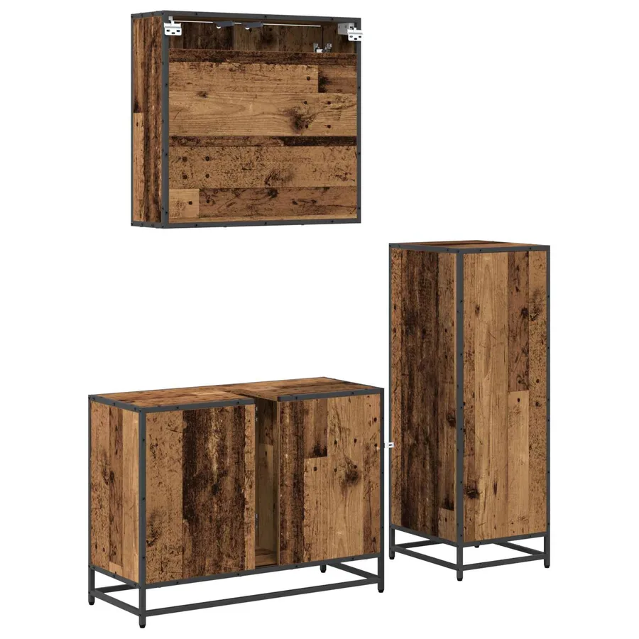 Ensemble de mobilier de salle de bain 3 pcs Bois Ancien - 8